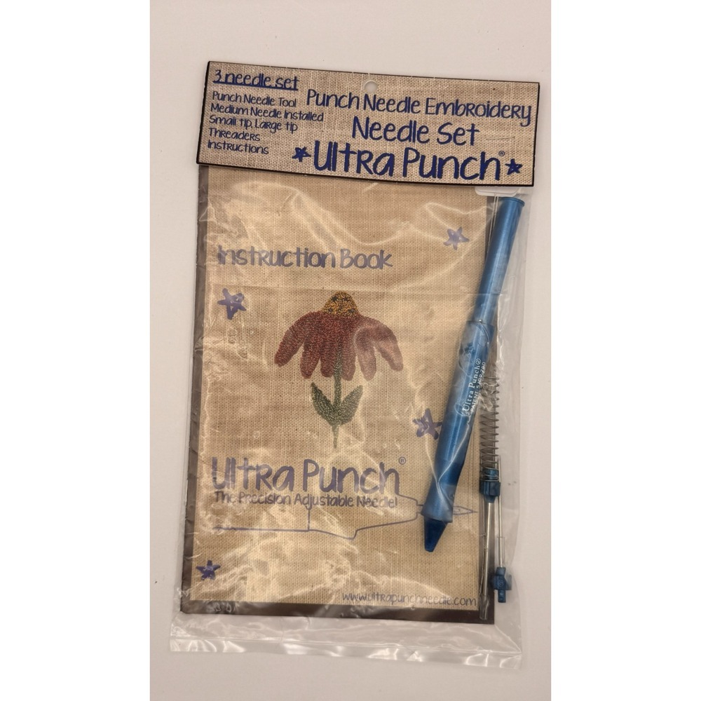 Ultra Punch 3 Needle Set Punch Needle Embroidery Tool 3 Tips Threaders USA